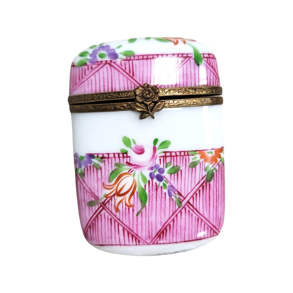 Pink Tall Oval Pill Limoges Box for Collectors Limoges, a hand-painted Limoges porcelain gift