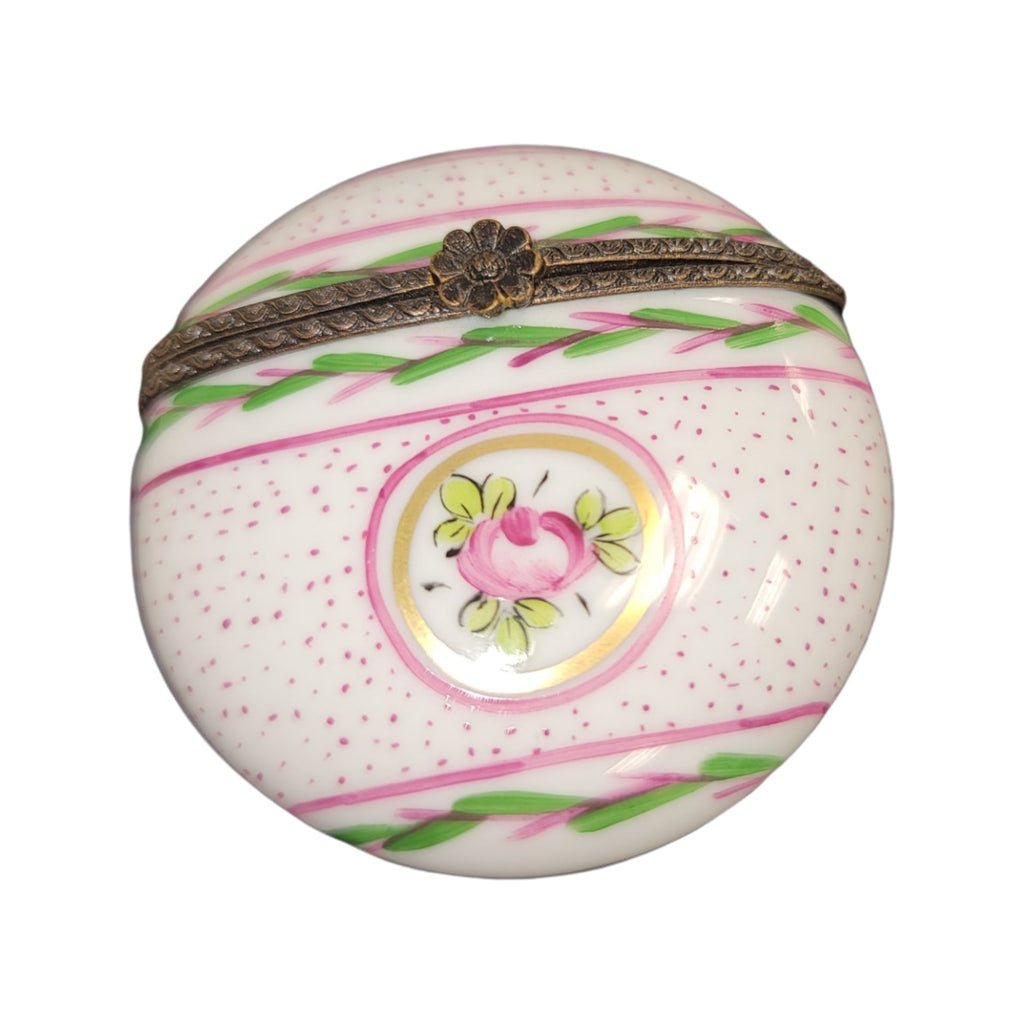 Pink Flat Round for Women, a hand-painted Limoges porcelain gift