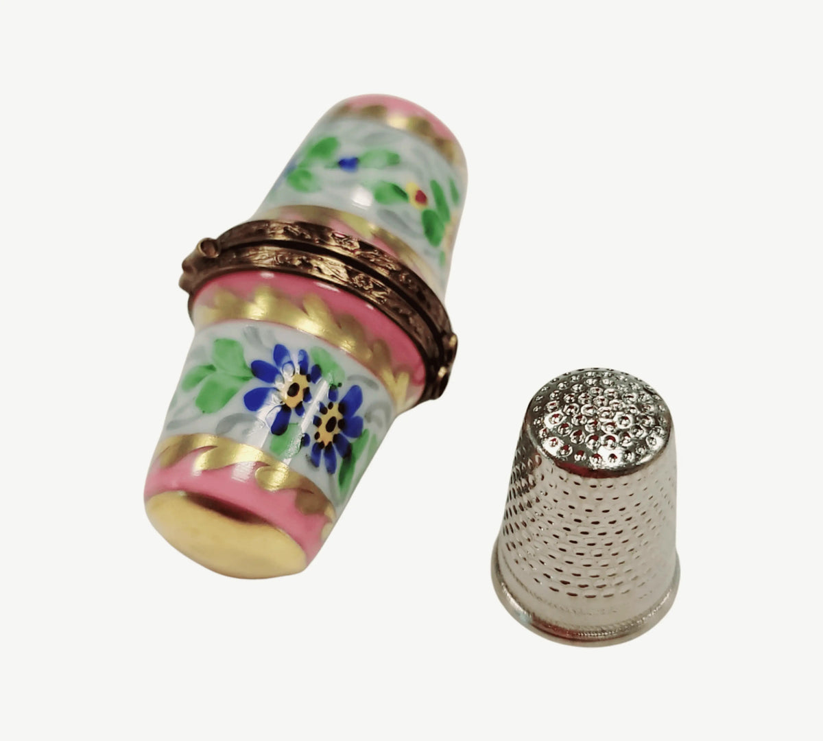Pink Thimble Holder Porcelain Limoges Porcelain Art Object, view 9