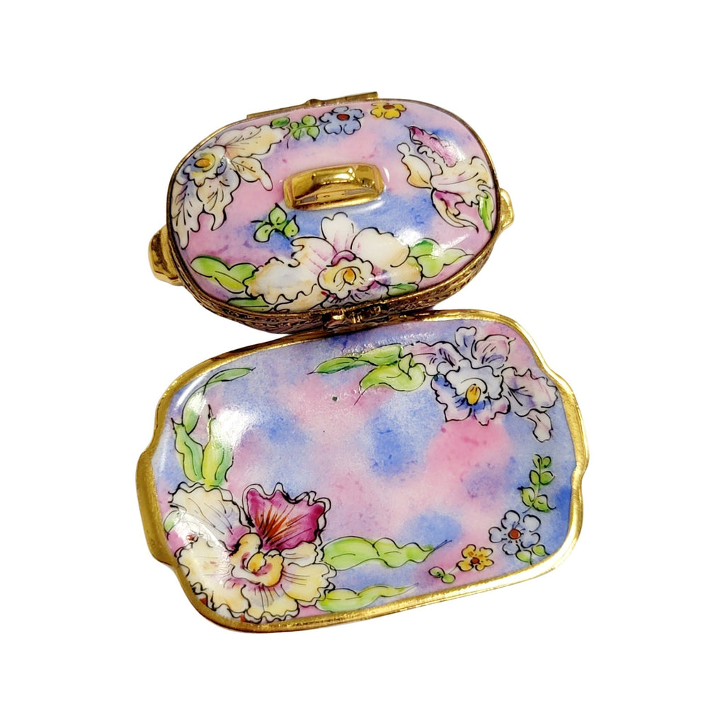 Purple Blue Soup Toureen w Tray Limoges Box Figurine, view 5
