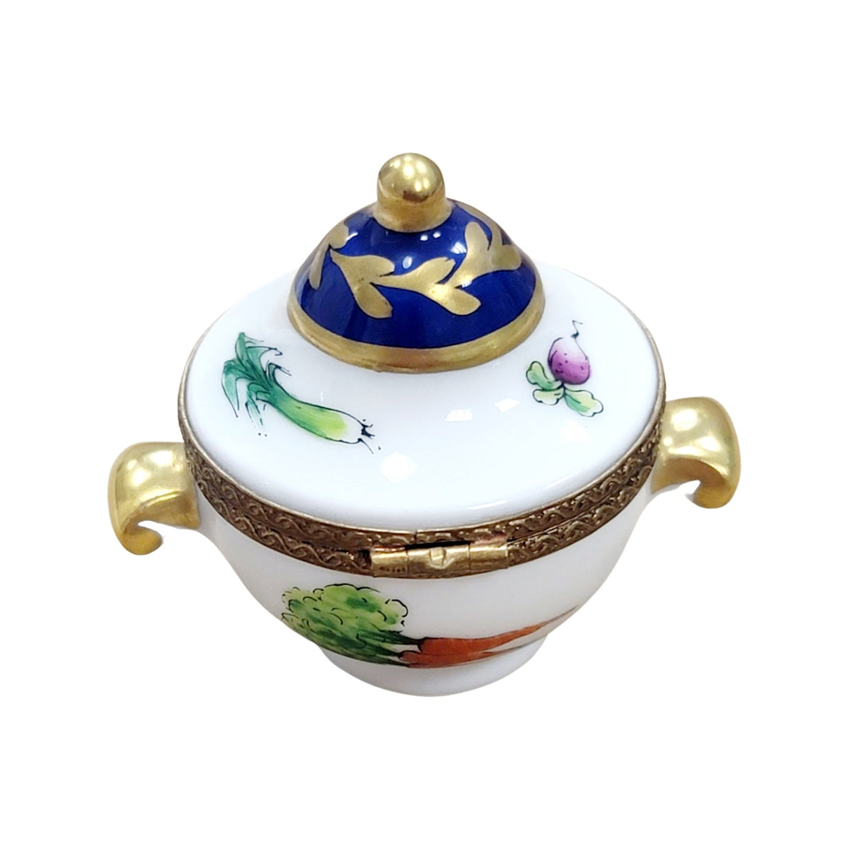 Round Soup Toureen Vegetables Limoges Box Figurine, view 3