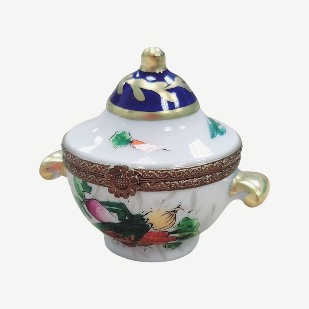 Round Soup Toureen Vegetables Limoges Box Figurine, view 4
