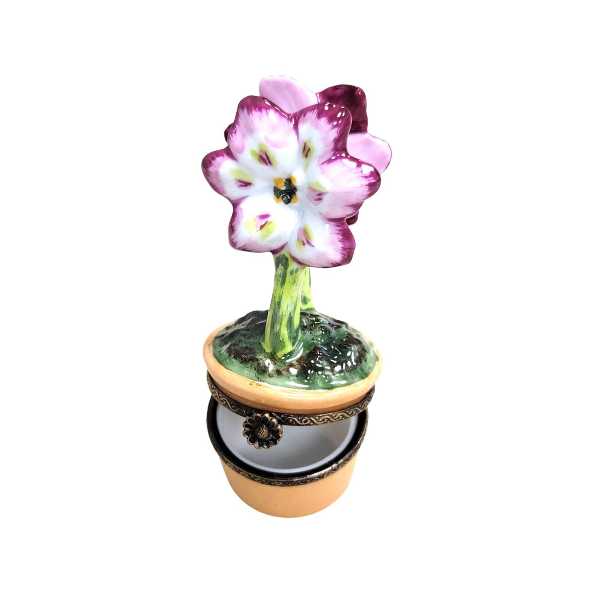 Purple Flowers Pot Limoges Box for Elegant Home Decor, view 2