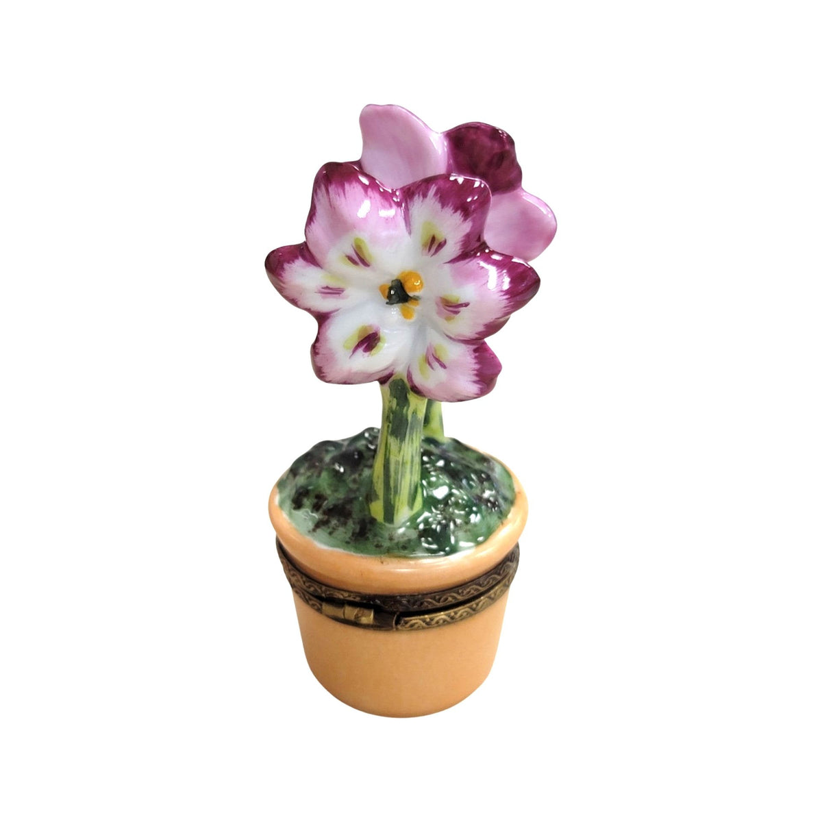 Purple Flowers Pot Limoges Box for Elegant Home Decor, view 3