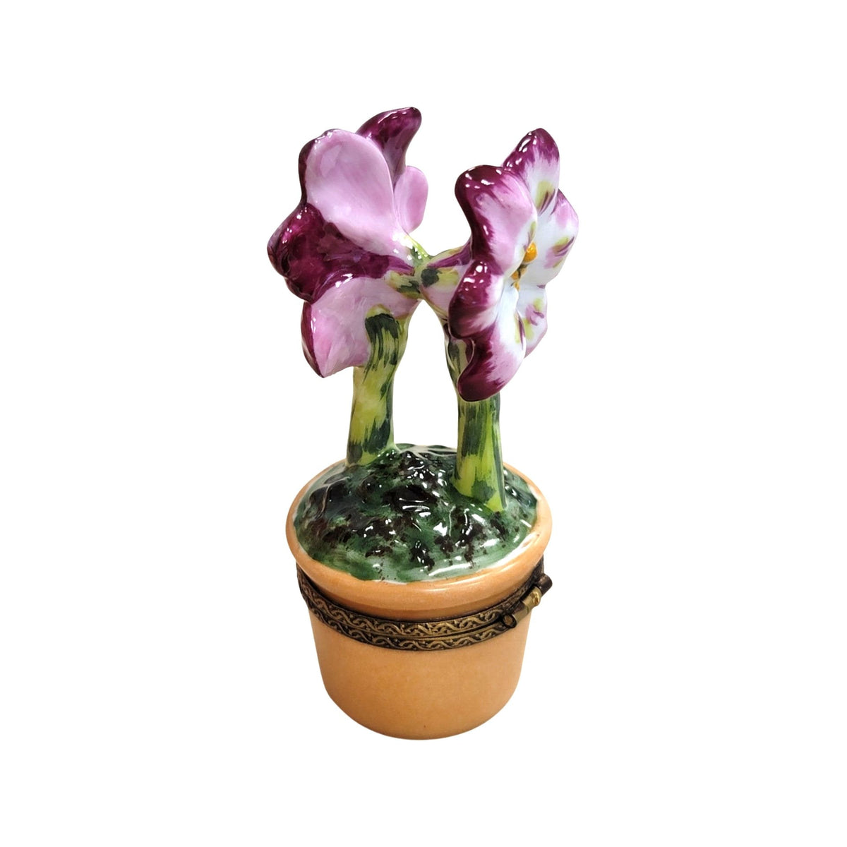 Purple Flowers Pot Limoges Box for Elegant Home Decor, view 4