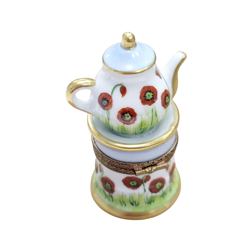Red Flower Teapot Coffee Pot Limoges Box Figurine Gift, view 3