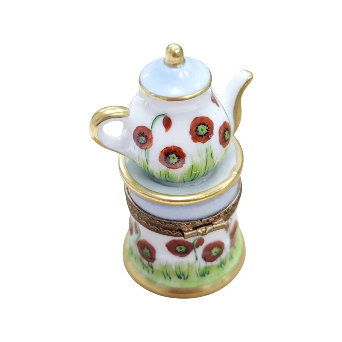 Red Flower Teapot Coffee Pot Limoges Box Figurine Gift, view 3