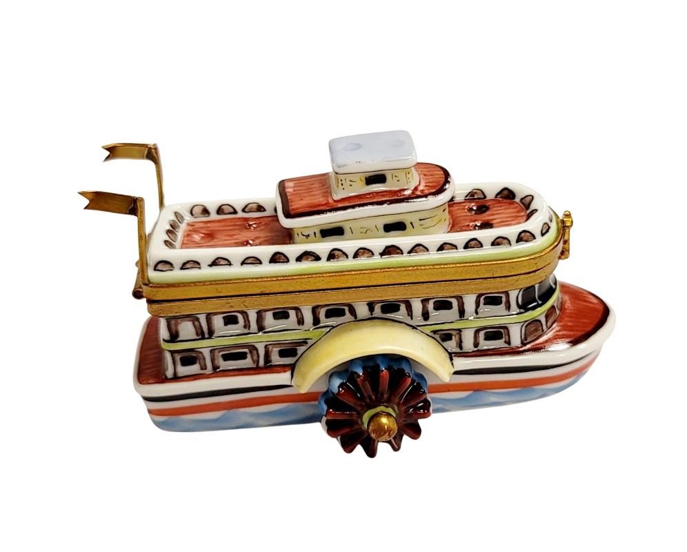 River Boat Limoges Box Figurine, a hand-painted Limoges porcelain gift