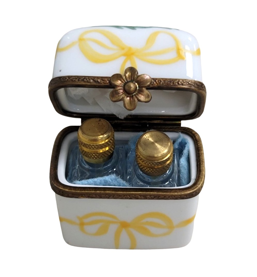 2 Perfume Bow Roses Limoges box painted by hand in Limoges, France, a gift to treasure