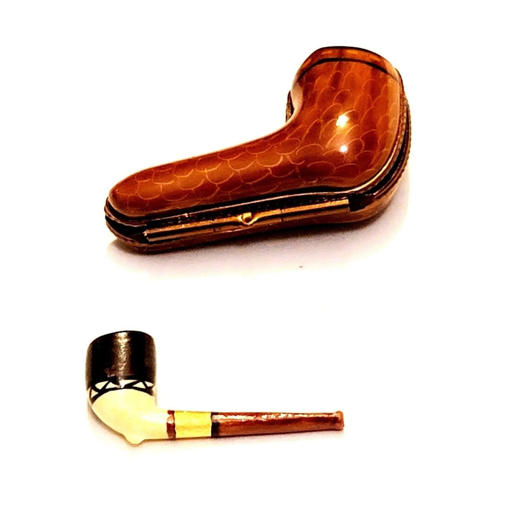 Smoking Pipe Porcelain Figurine in Case Limoges Box, view 2