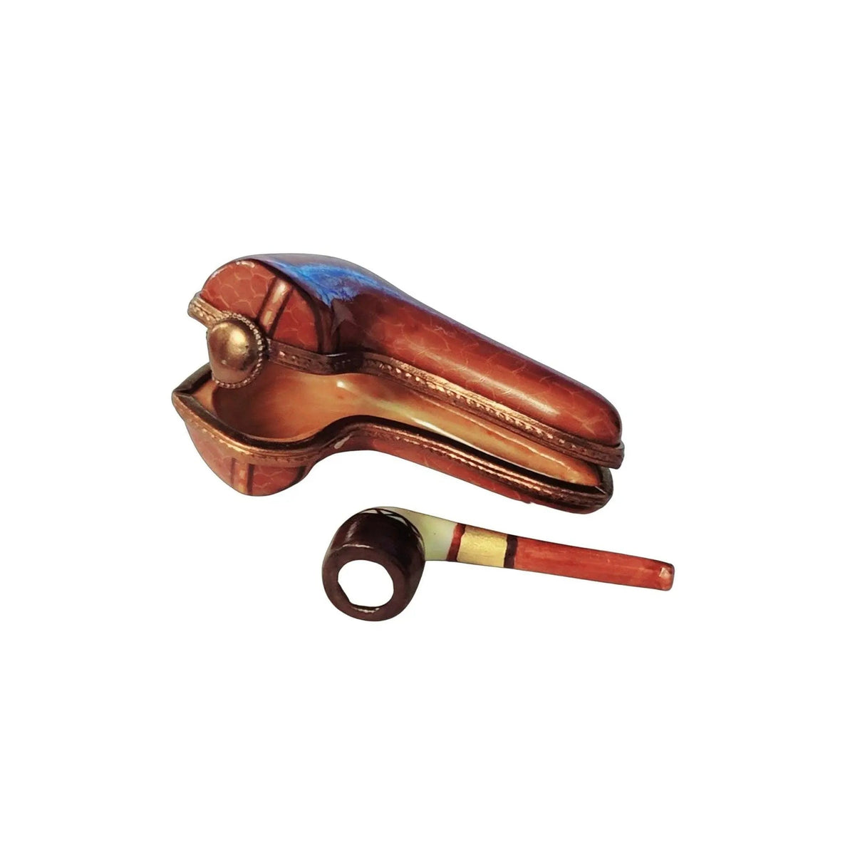 Collectible Smoking Pipe in Case Limoges box with artisan brushwork