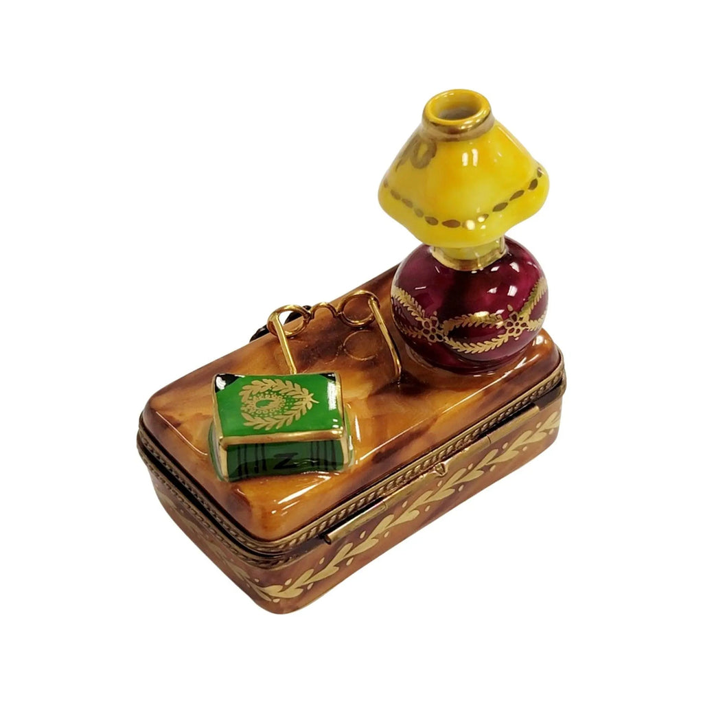 Fine art lovers will admire this Trunk Table Lamp Book Limoges porcelain