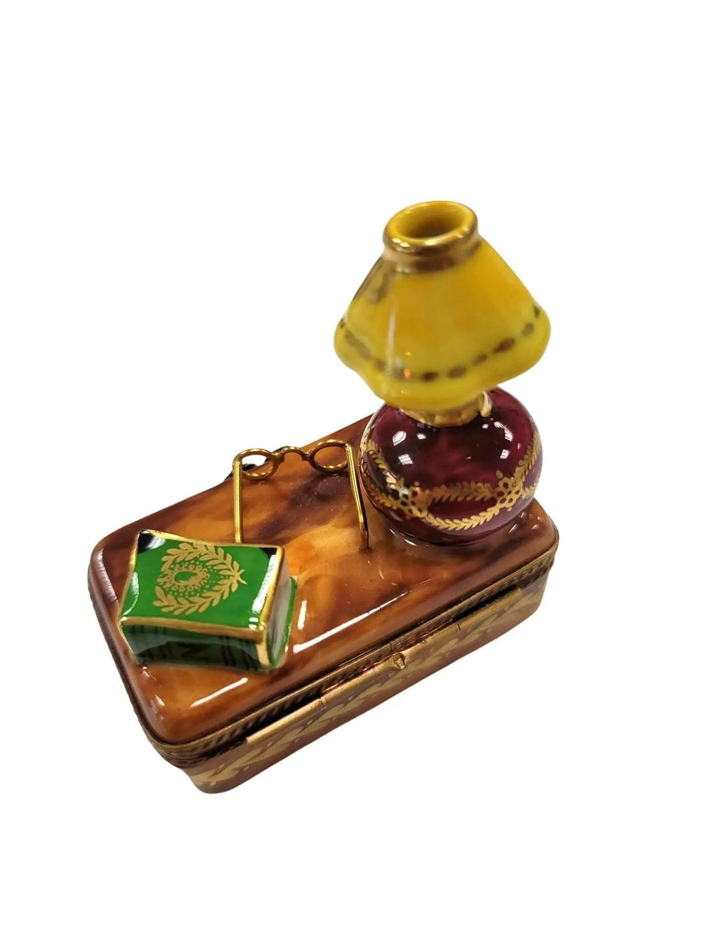 Fine French craftsmanship on the Trunk Table Lamp Book Limoges porcelain, painted by hand