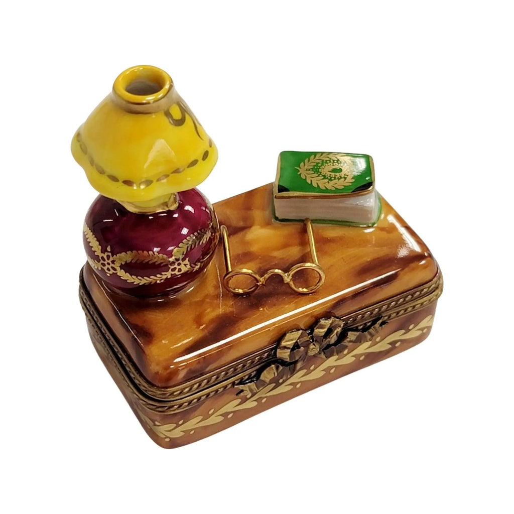 Treasured French collectible: Trunk Table Lamp Book Limoges porcelain, painted by hand