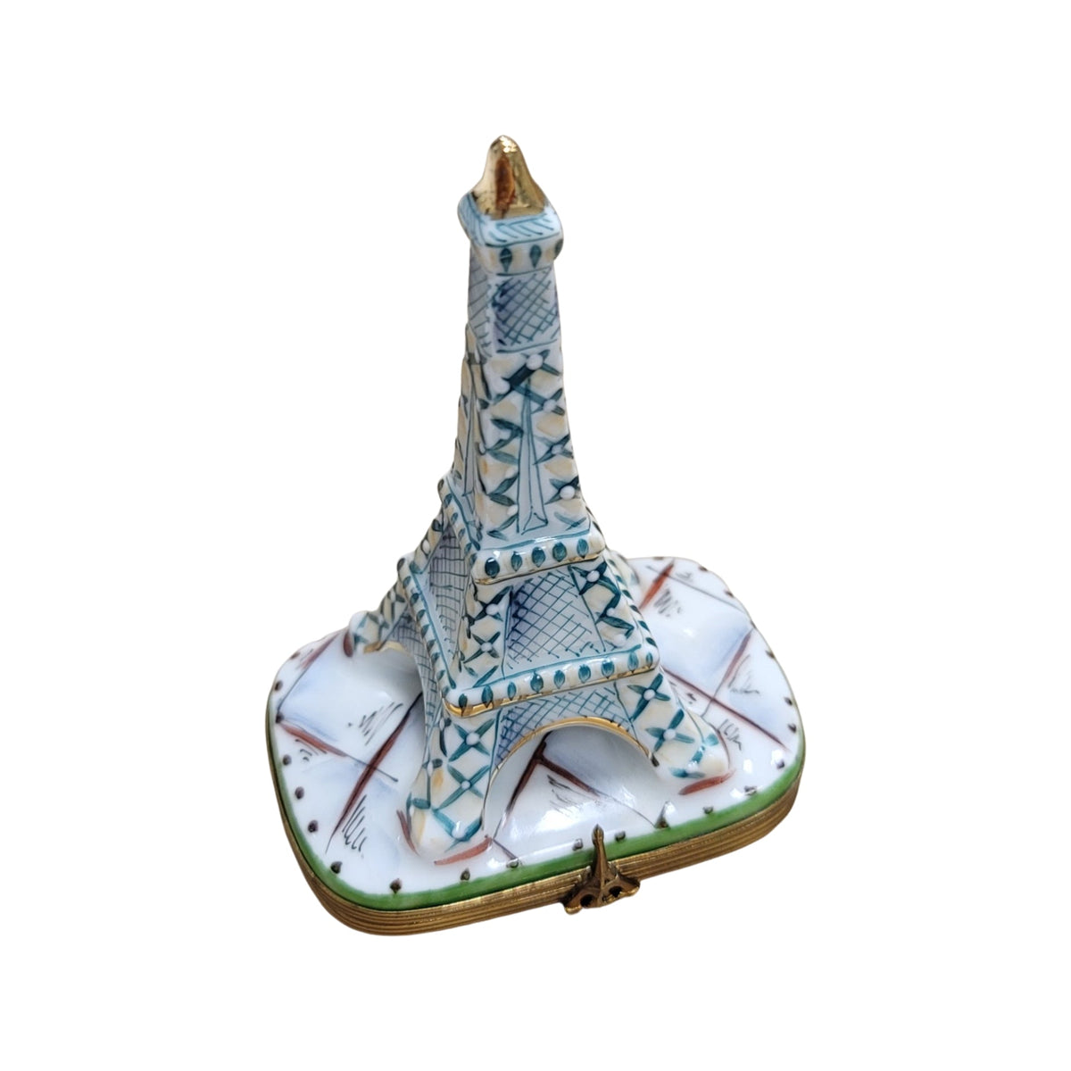 White Eiffel Tower Limoges box painted by hand in Limoges, France, a gift to treasure