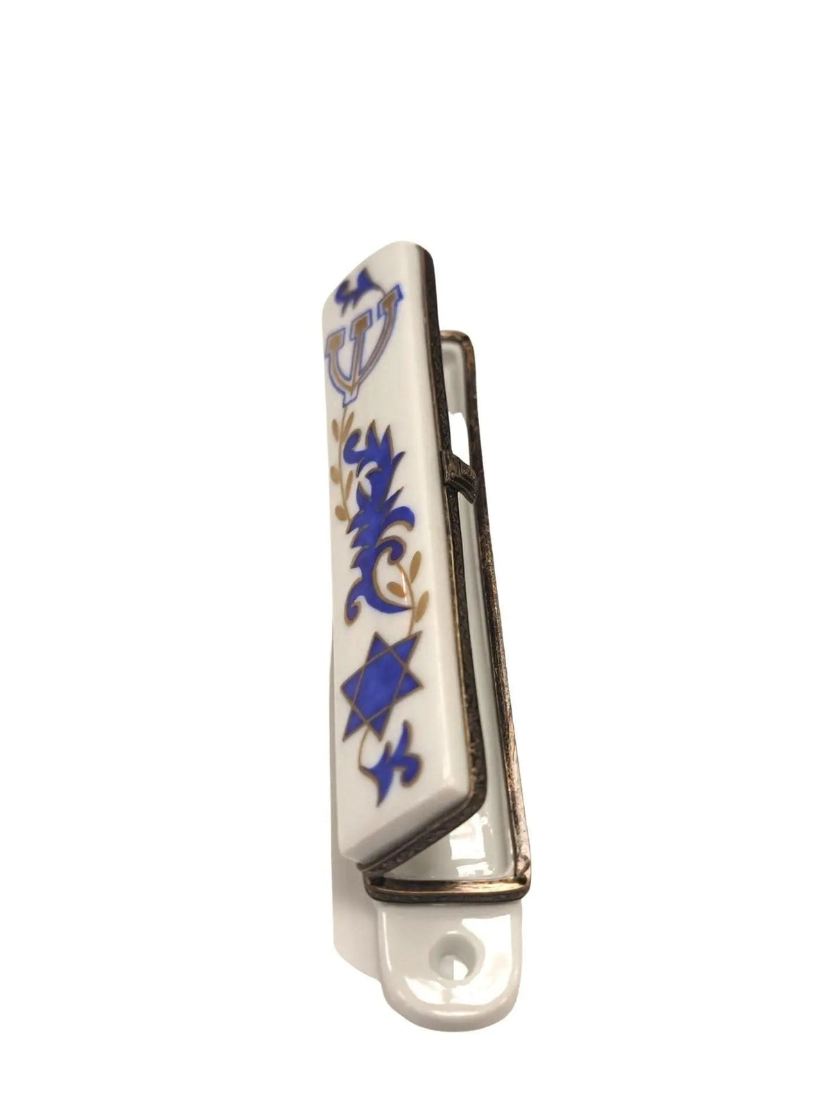 White Mezzuzah Limoges box painted by hand in Limoges, France, a gift to treasure