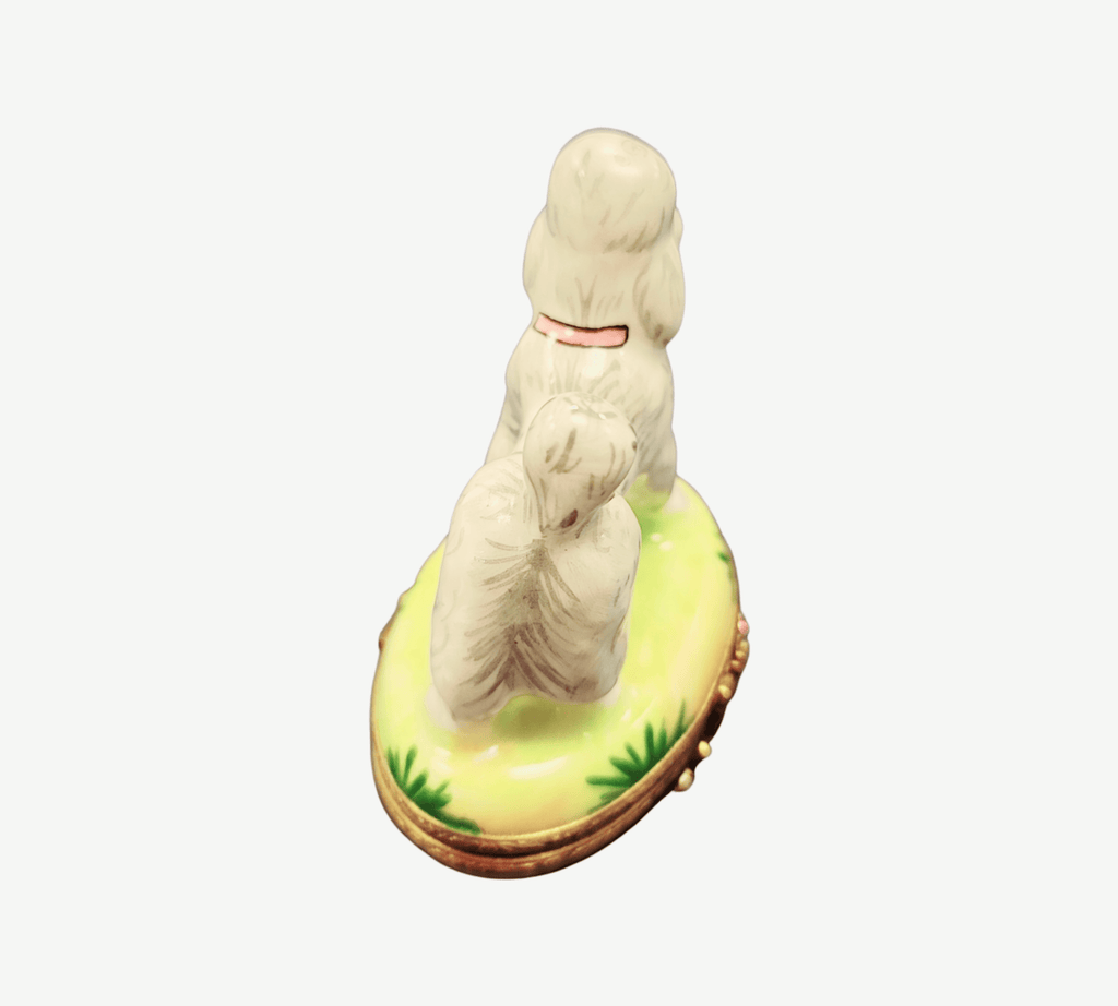 White Poodle Yellow Base Figurine, view 3