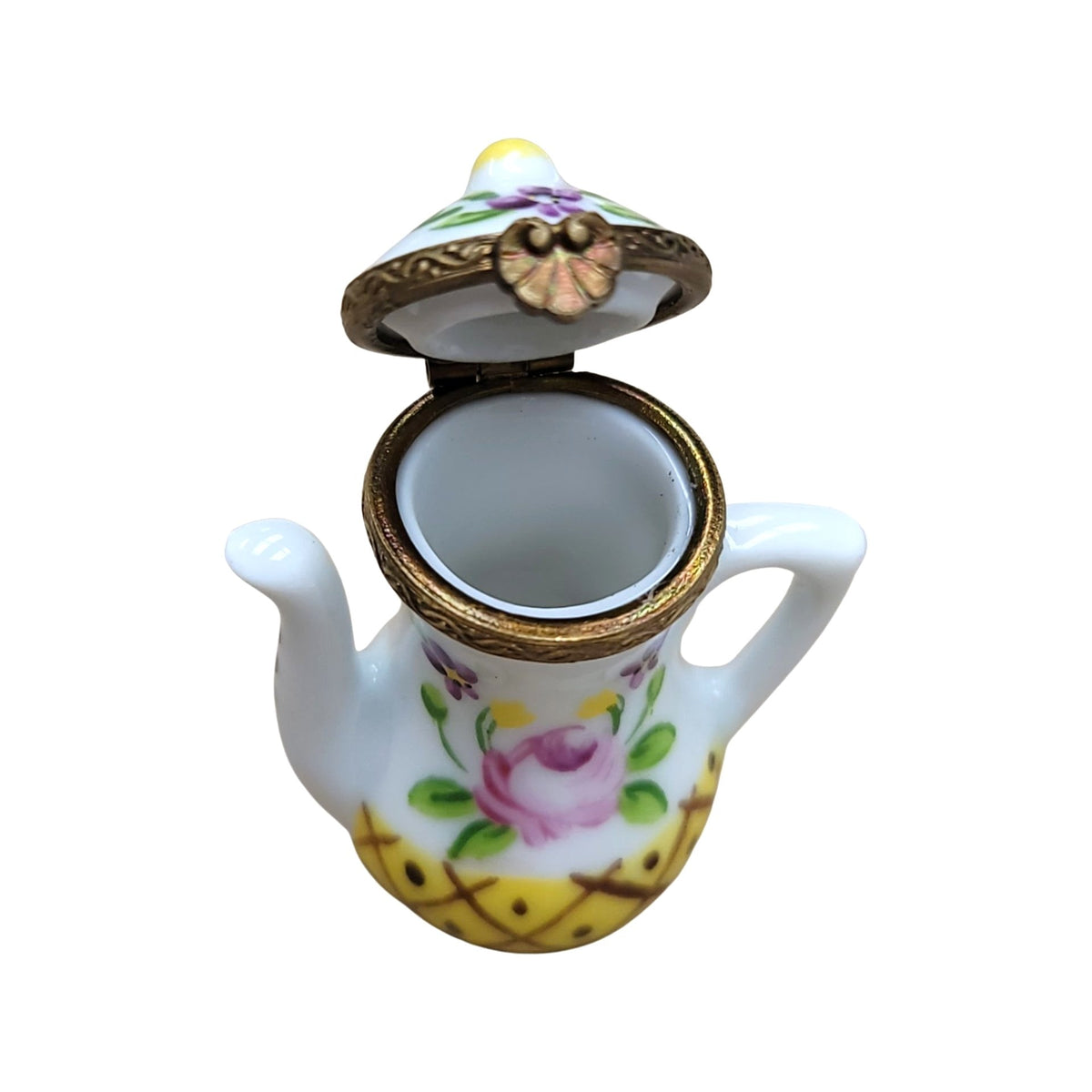 White Yellow Teapot Limoges Box, view 2
