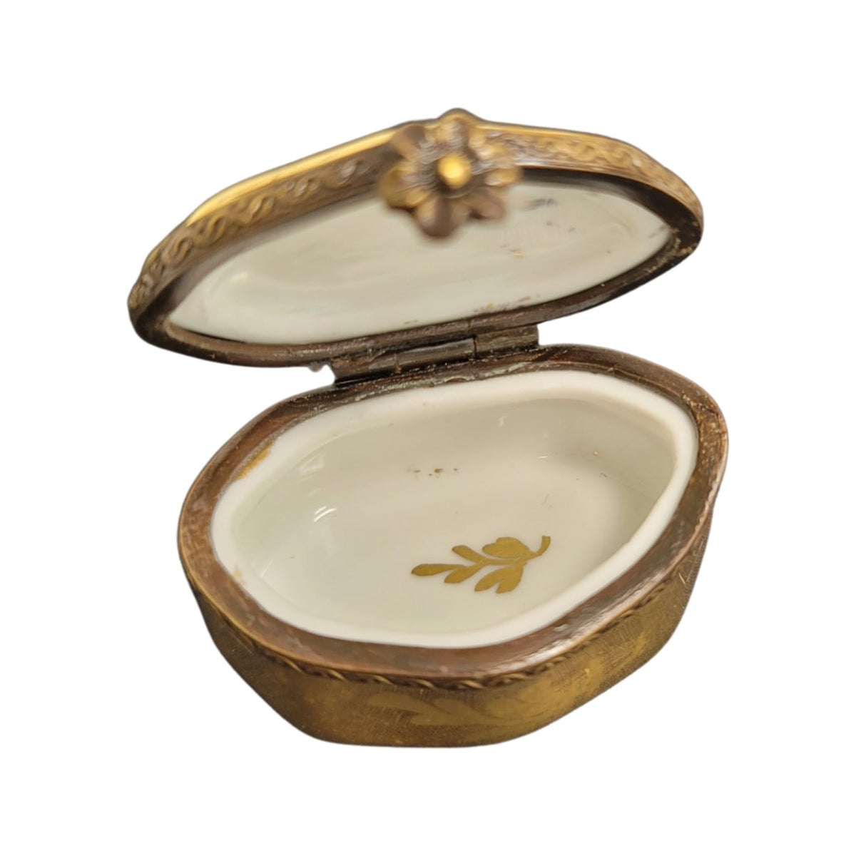 Yellow Semi Oval Limoges Porcelain Box Gift, view 2