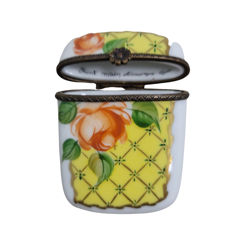 Yellow Tall Oval Pill Limoges Box, view 2