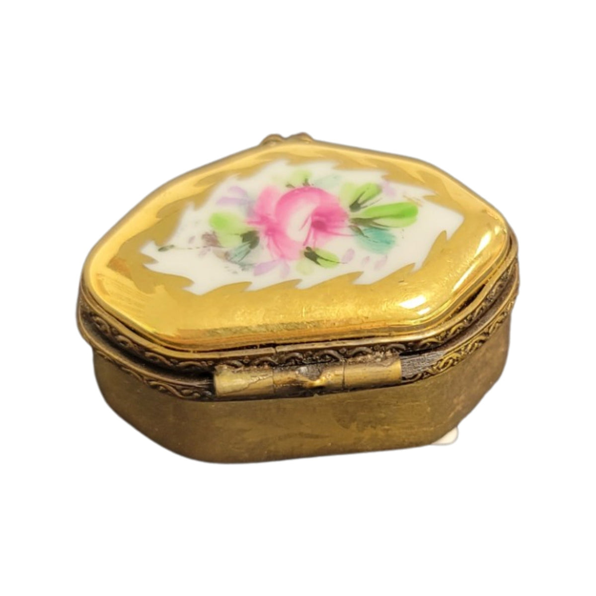 Yellow Semi Oval Limoges Porcelain Box Gift, view 3