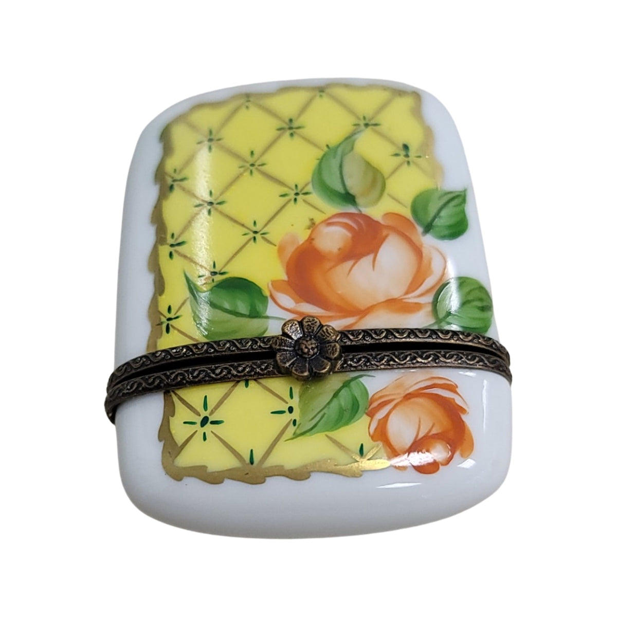 Yellow Tall Oval Pill Limoges Box, view 3