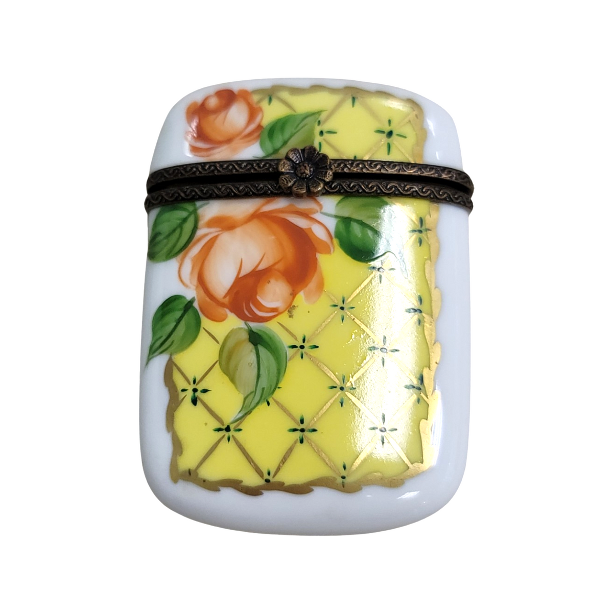 Yellow Tall Oval Pill Limoges Box, view 5