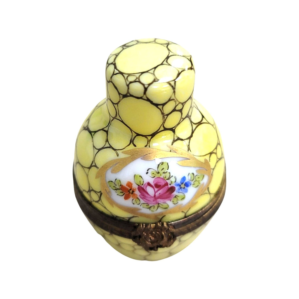 Elegant Yellow Porcelain Perfume Bottle for a Sophisticated Gift, a hand-painted Limoges porcelain gift