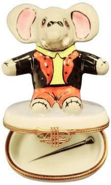Elephant in Tuxedo Limoges Box Figurine, view 2