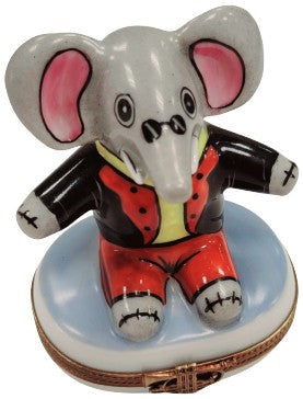 Elephant in Tuxedo Limoges Box Figurine, view 4