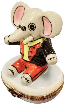 Elephant in Tuxedo Limoges Box Figurine, view 6