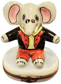 Elephant in Tuxedo Limoges Box Figurine, a hand-painted Limoges porcelain gift