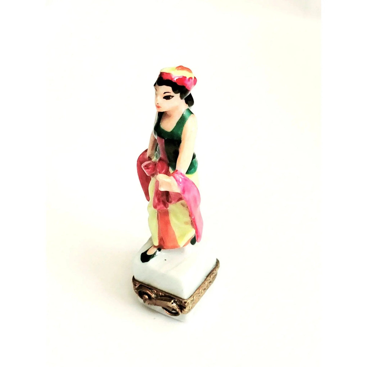 Collectible Small Woman Gypsy Girl Limoges box with artisan brushwork