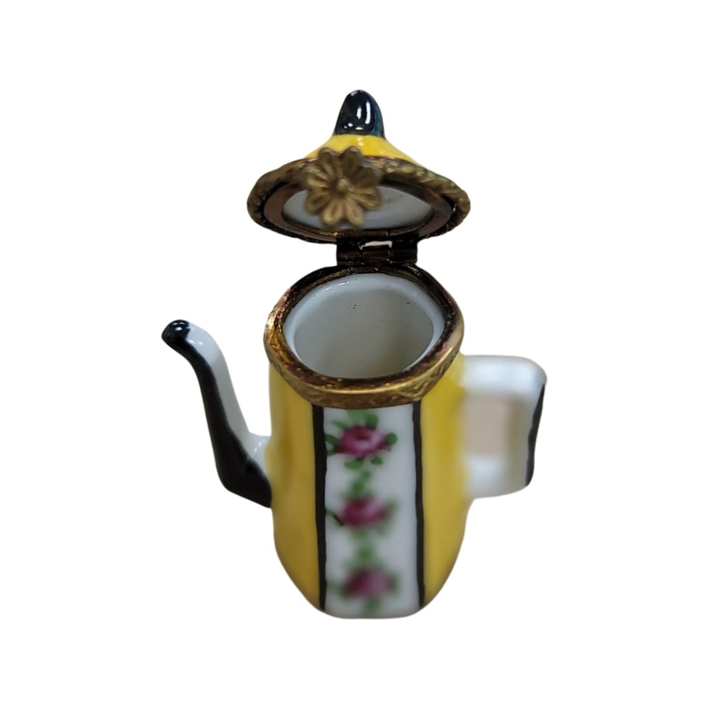 Yellow Teapot Limoges Box Figurine, view 2