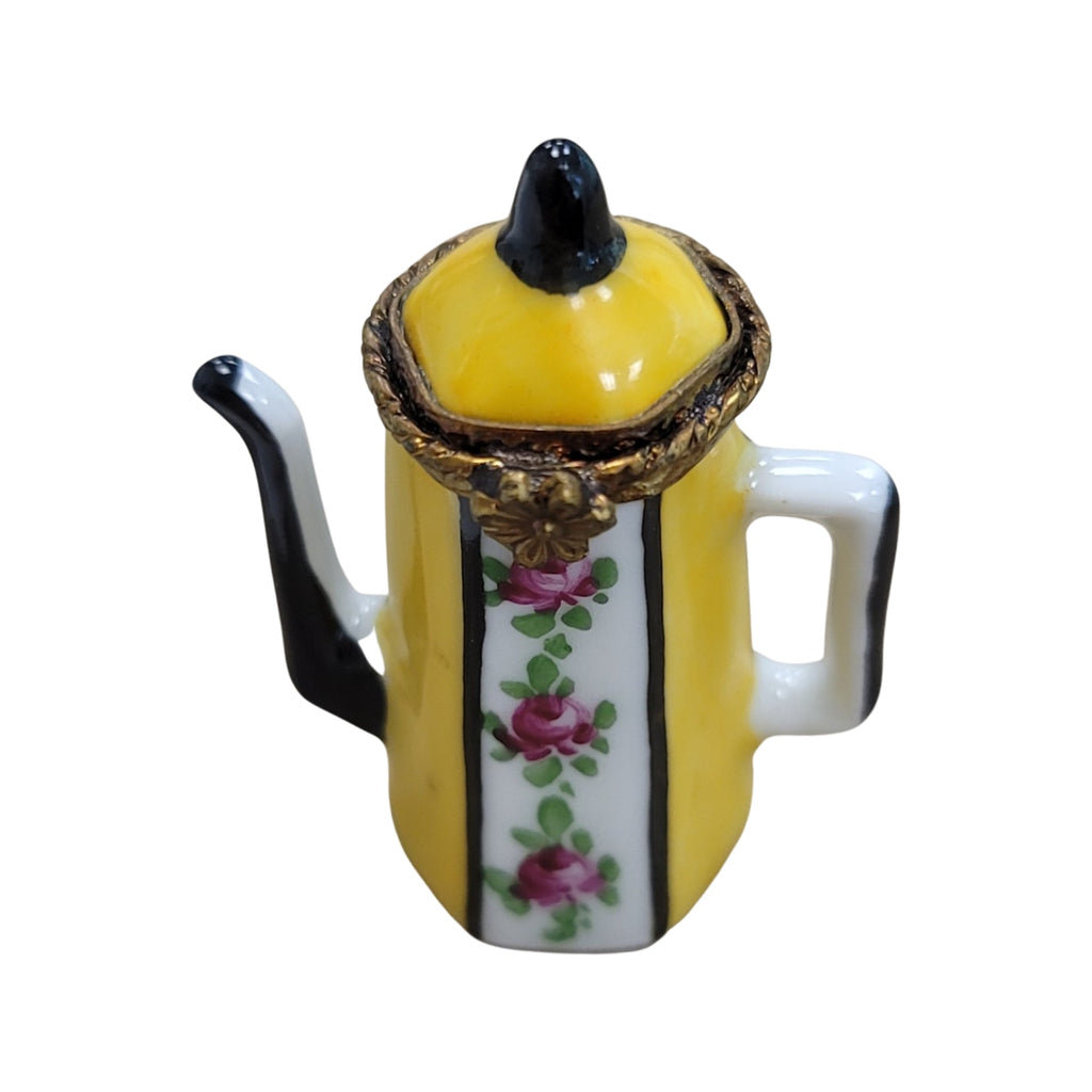 Yellow Teapot Limoges Box Figurine, a hand-painted Limoges porcelain gift