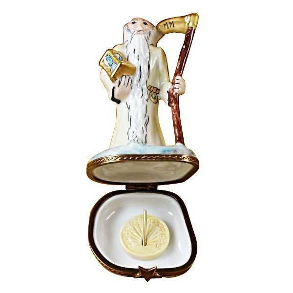 Every brushstroke by hand on the Father Time Limoges box from France