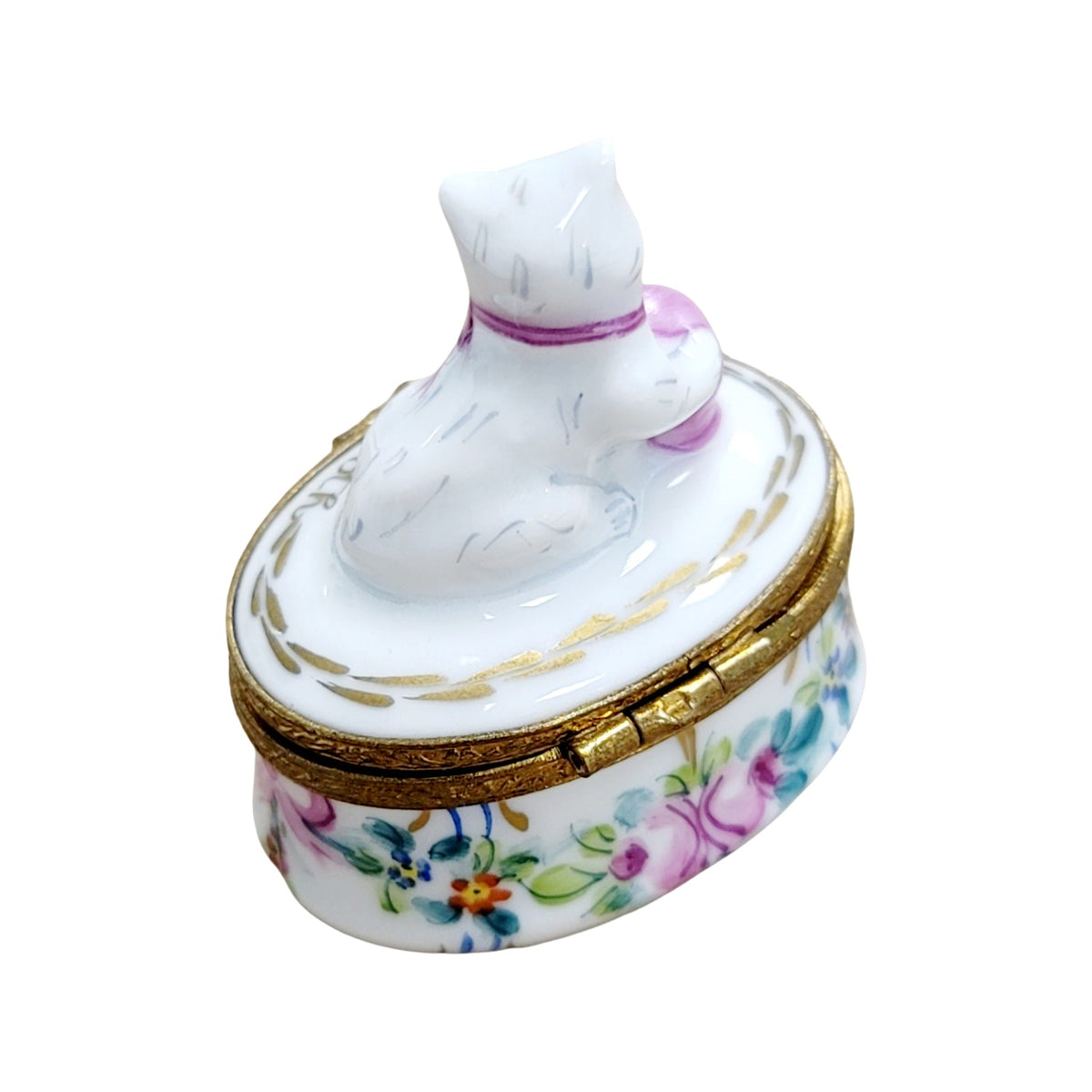 Fine art lovers will admire this First Tooth Baby Cat Limoges box