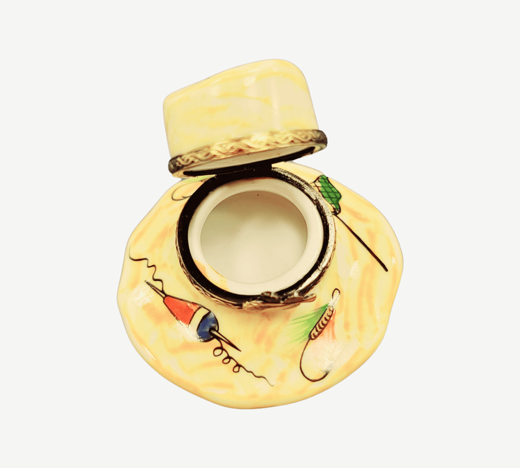 Hand-painted Fisherman Hat Fishing Limoges box, French artistry for lovers of fine art