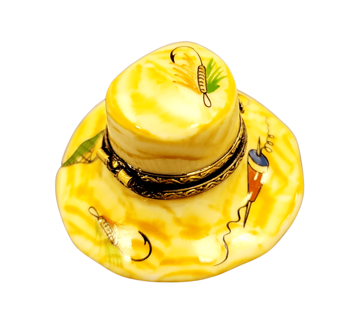 Fisherman Hat Fishing Limoges box painted by hand in Limoges, France, a gift to treasure