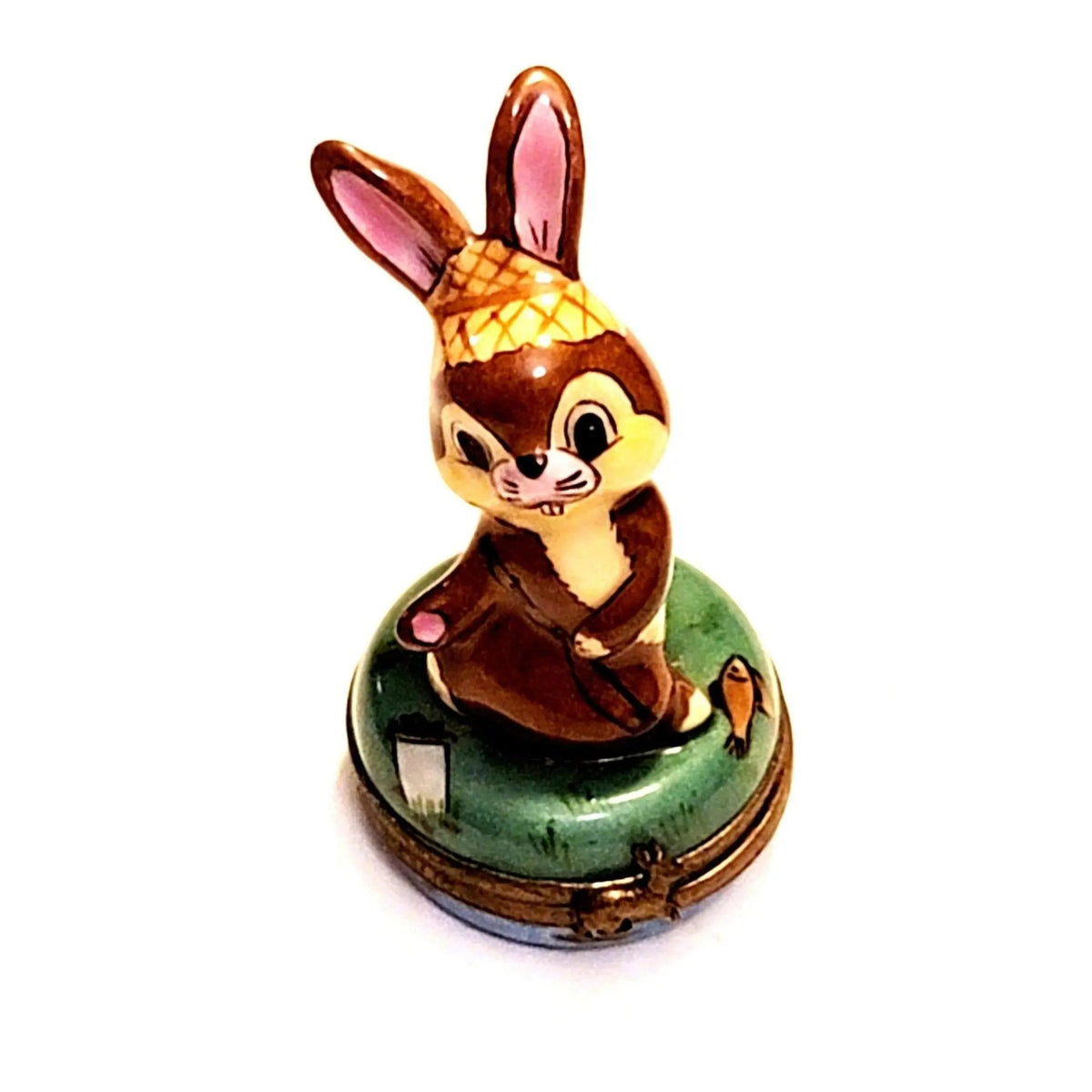 Limoges Boutique presents the Fishing Rabbit Bunny, a genuine Limoges box painted by hand in France