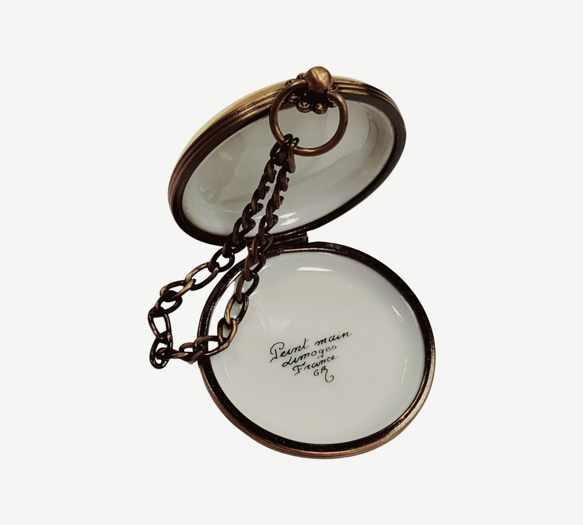 Pocket Watch Flower Porcelain Limoges Box, view 3