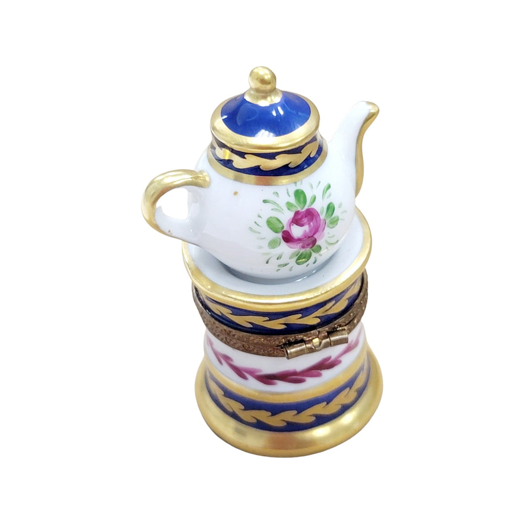 Flower Teapot Coffee Pot Limoges Box Figurine France, view 3