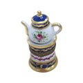 Flower Teapot Coffee Pot Limoges Box Figurine France, a hand-painted Limoges porcelain gift