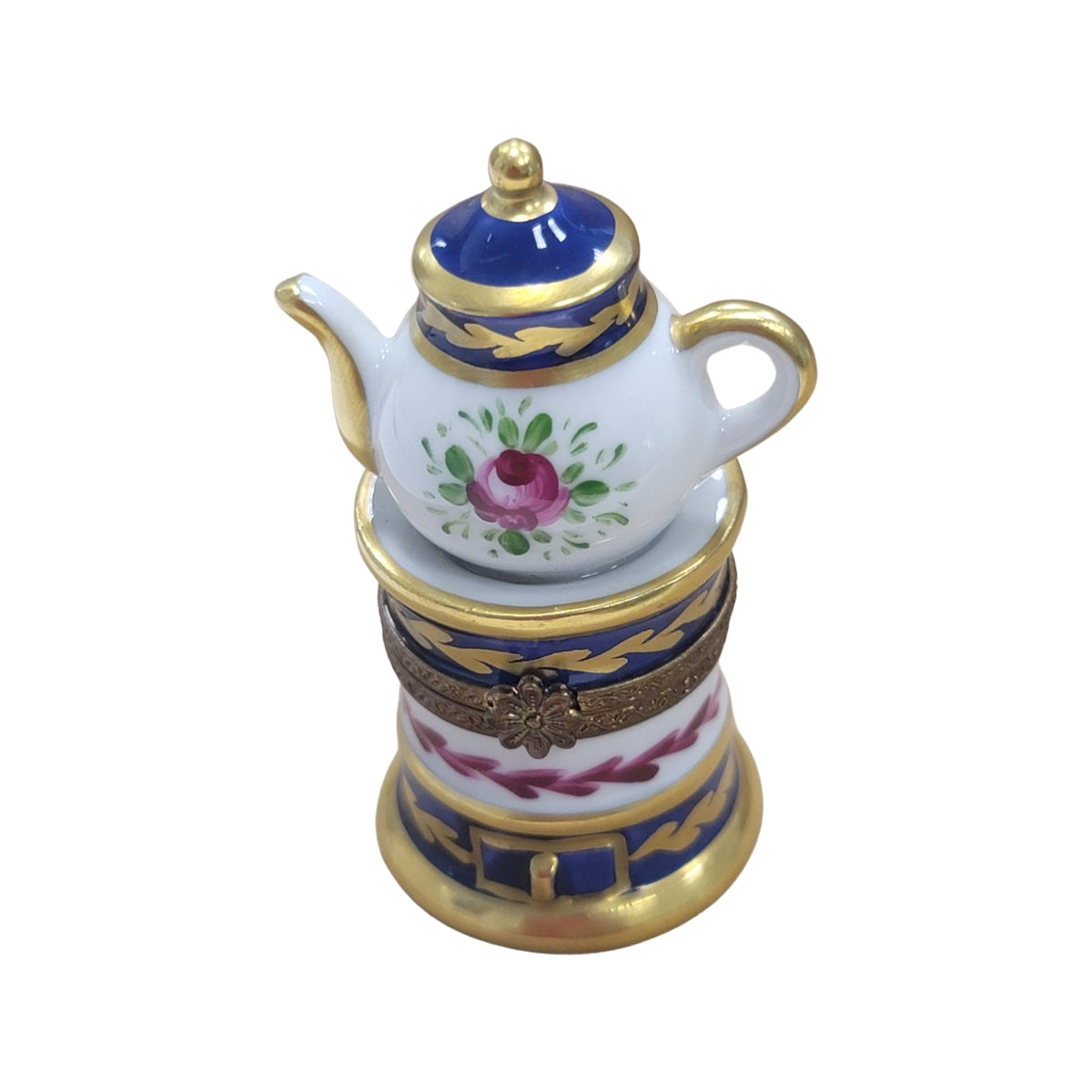 Flower Teapot Coffee Pot Limoges Box Figurine France, a hand-painted Limoges porcelain gift
