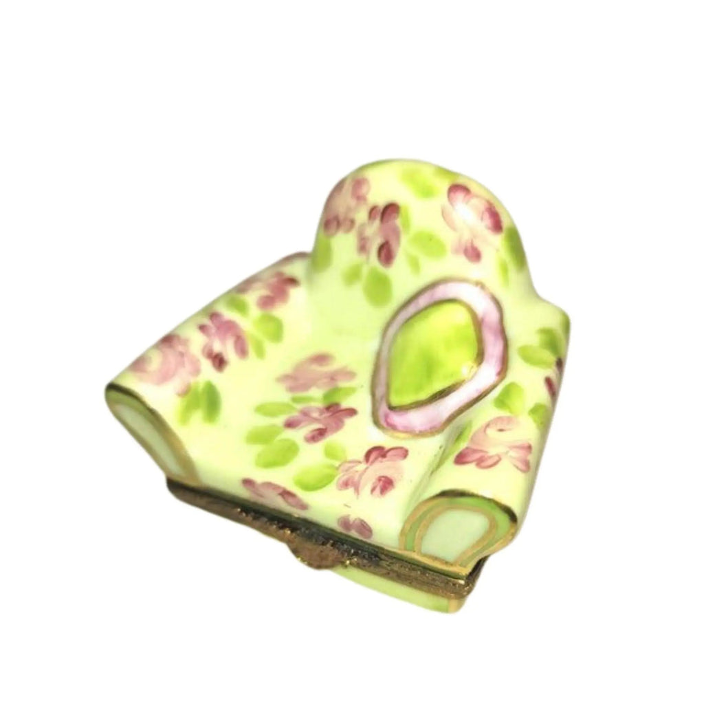 Women's Hat in Chair 1 of 1000 Retired Limoges Box, a hand-painted Limoges porcelain gift