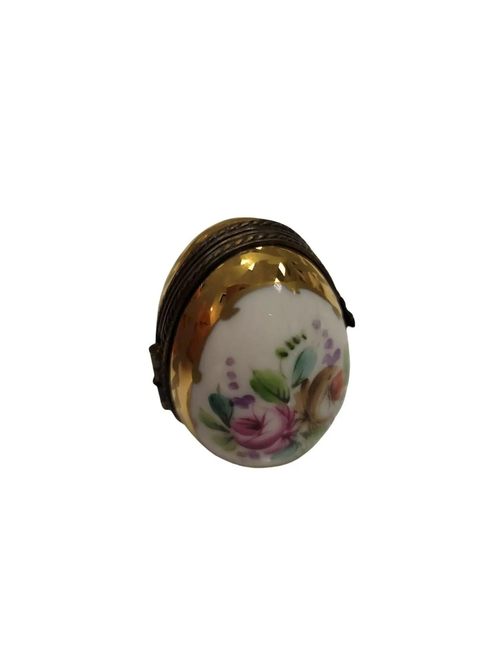 Treasured French collectible: Flowered Egg Oval Picture Frame Limoges box, painted by hand