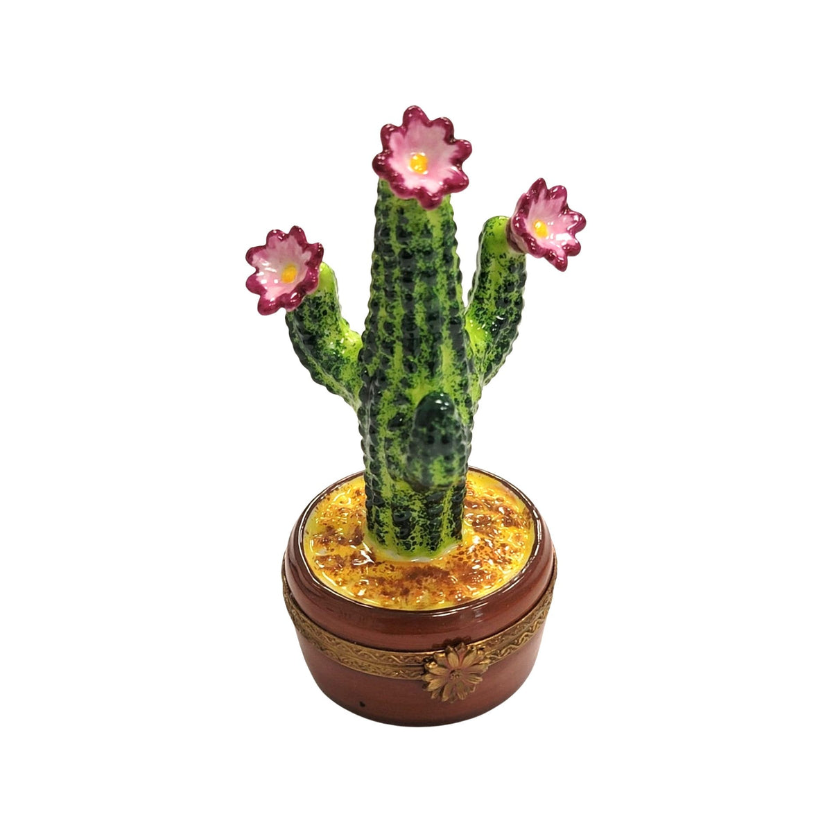 Cactus Flowering in Pot Limoges Box, a hand-painted Limoges porcelain gift