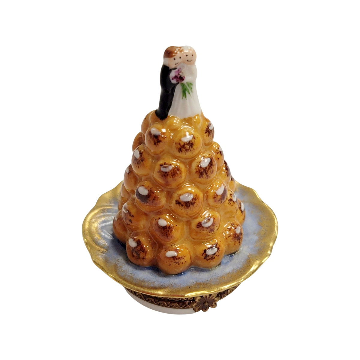 Limoges Boutique presents the Croquembouche Pastry Cake, a genuine Limoges box painted by hand in France