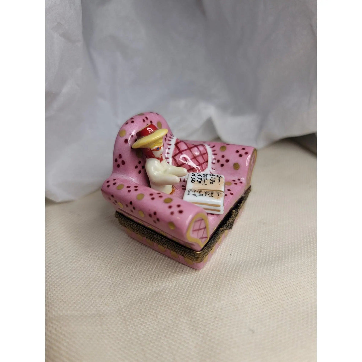French Woman in Big Pink Chair No. 1 of 750 Limoges Box, view 10