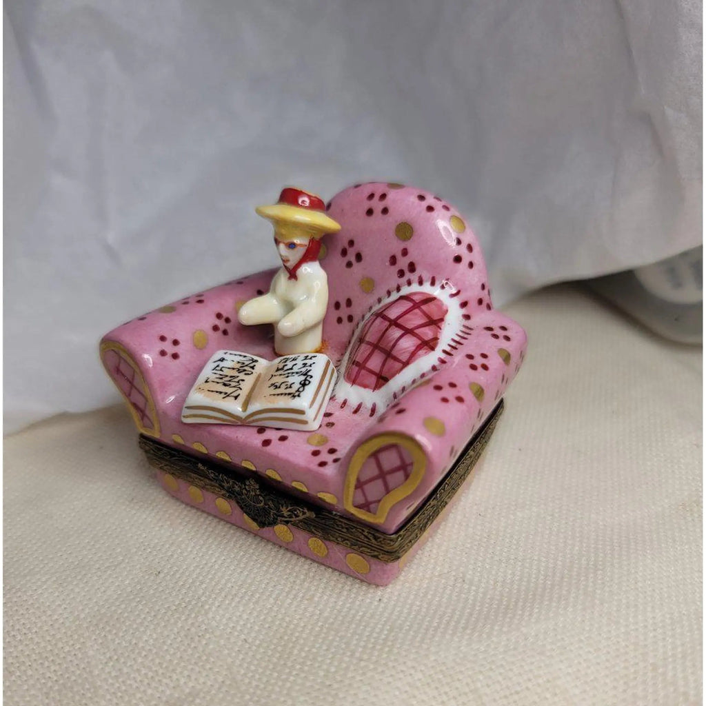 French Woman in Big Pink Chair No. 1 of 750 Limoges Box, view 11